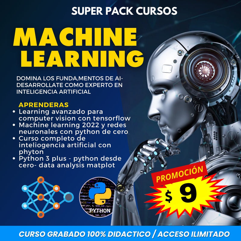 MEGA PACK 4 X 1 PROGRAMACION + IA + MACHINE LEANING